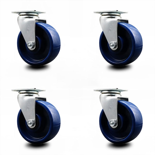 5 Inch Solid Polyurethane Wheel Swivel Caster Set with Ball Bearings SCC